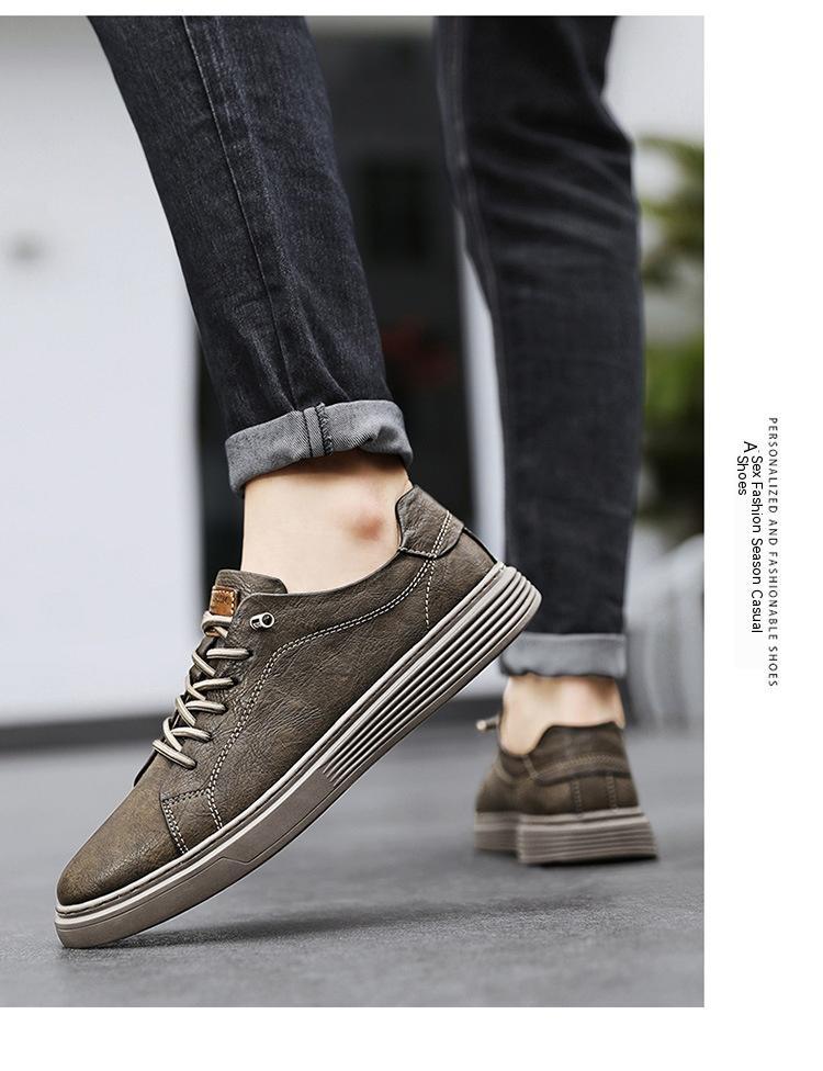 Low-top Men's Shoes Two-layer Cowhide Casual Sneakers