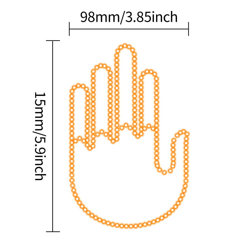 New LED Illuminated Gesture Light Car Finger Light With Remote Road Rage Signs Middle Finger Gesture Light Hand Lamp